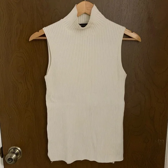 Ann Taylor Sweaters Ann Taylor Off White Sleeveless Turtleneck